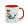 Meerjungfrauenkatze Sommer Tasse | Personalisierte Katzenkaffeetasse mit individuellem Text
