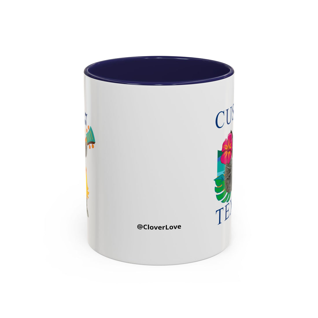 Tropical Summer Cat Mug | Personalized Pet Photo Coffee Cup With Custom Text