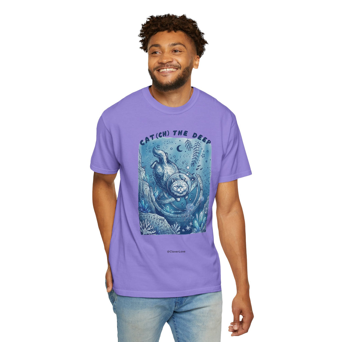 Cat(ch) The Deep Sea T-Shirt - Deep Ocean Fantasy Shirt for Cat Lovers