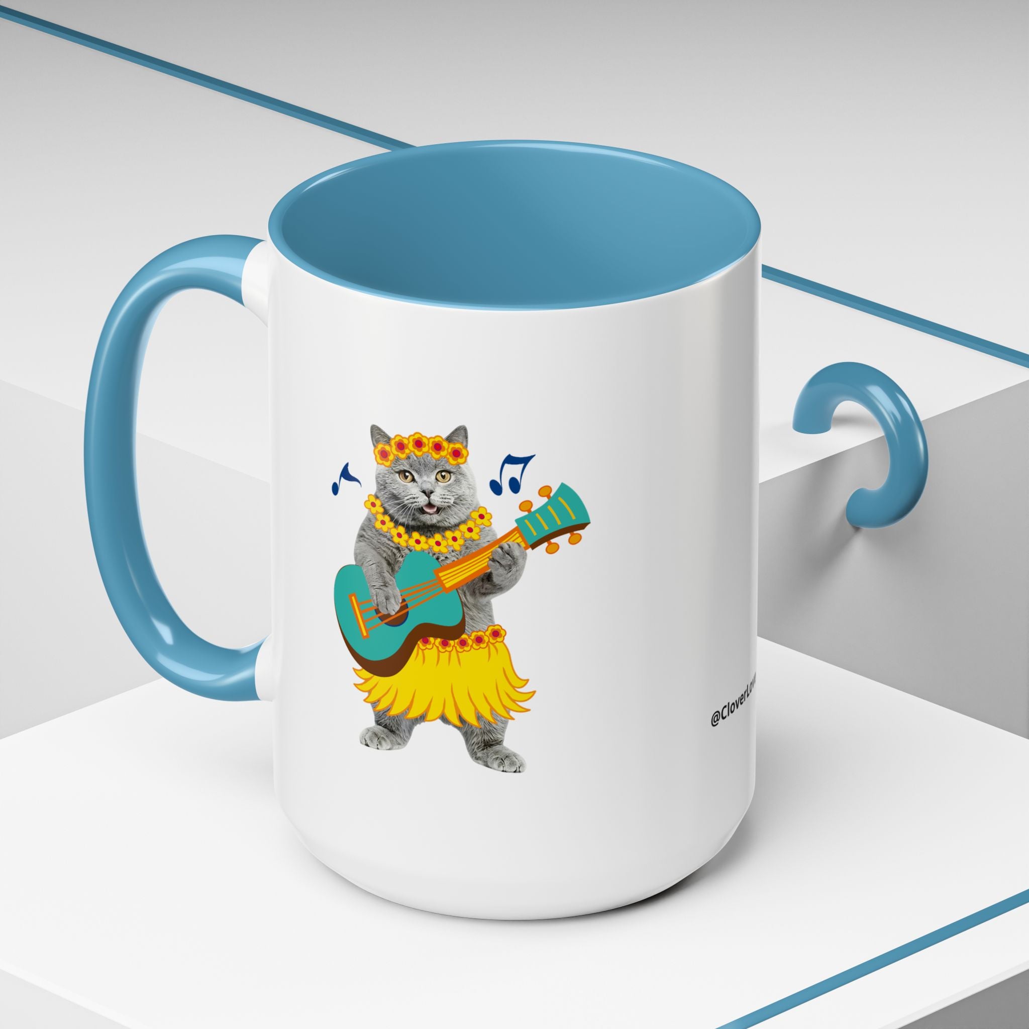 Tropical Summer Cat Mug | Personalized Pet Photo Coffee Cup With Custom Text