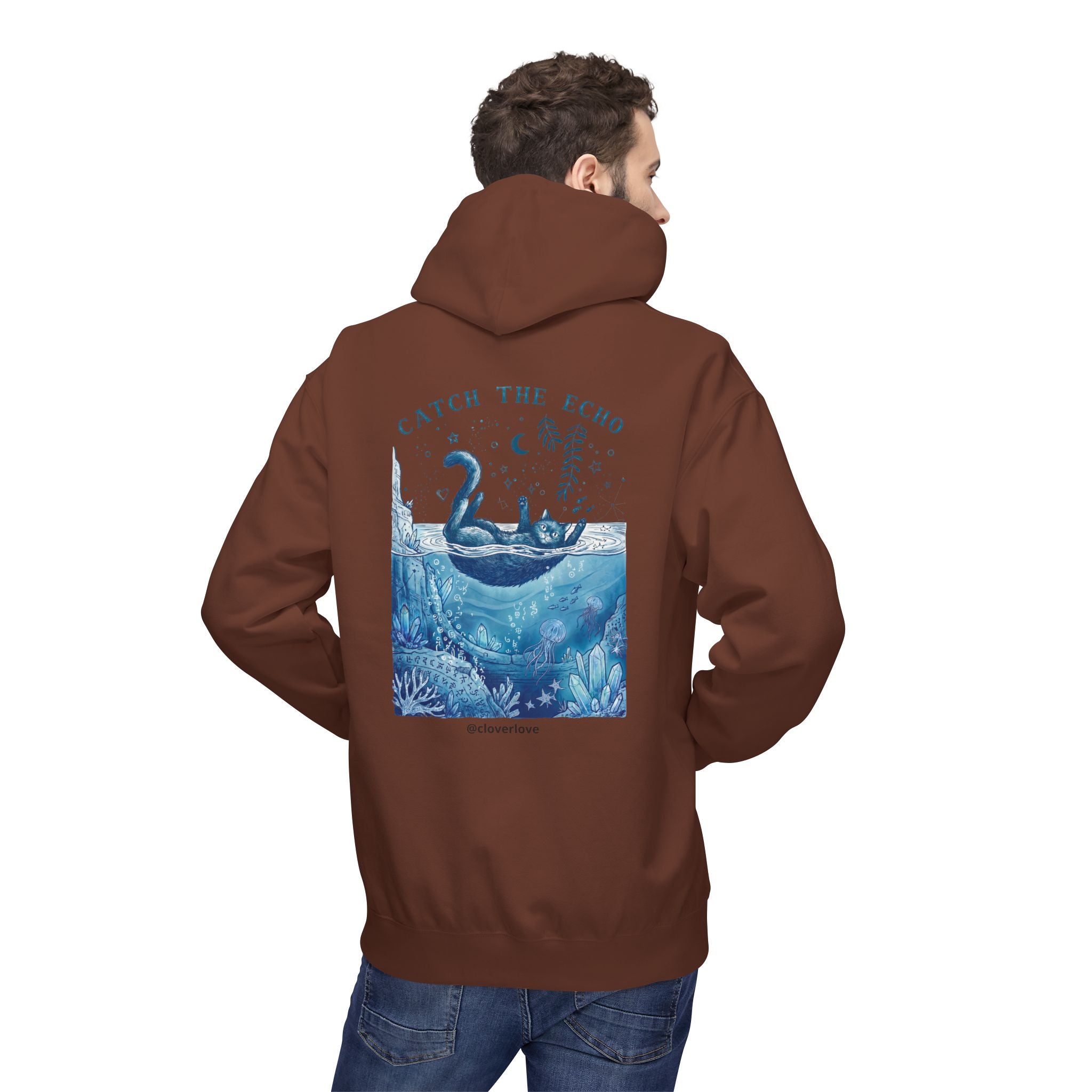 Katzen-Ozean-Abenteuer-Kapuzenpullover | Vintage Unterwasser-Grafik-Sweatshirt