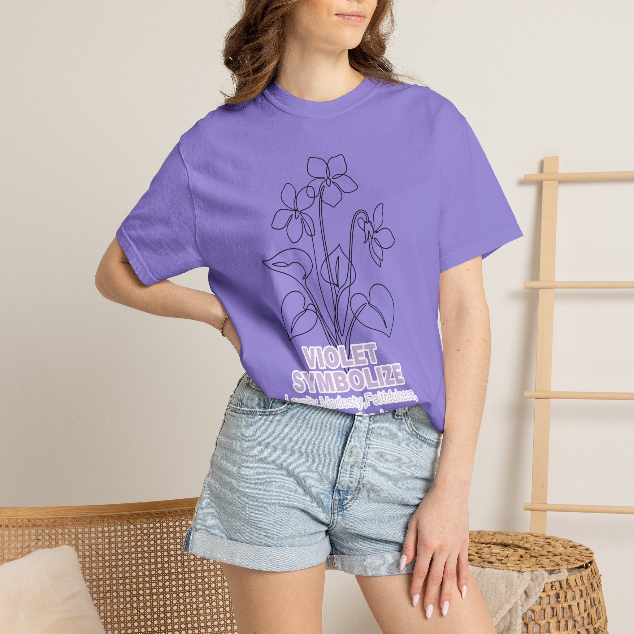 Violet Flower T-Shirt - Botanical Graphic Shirt for Flower Lovers