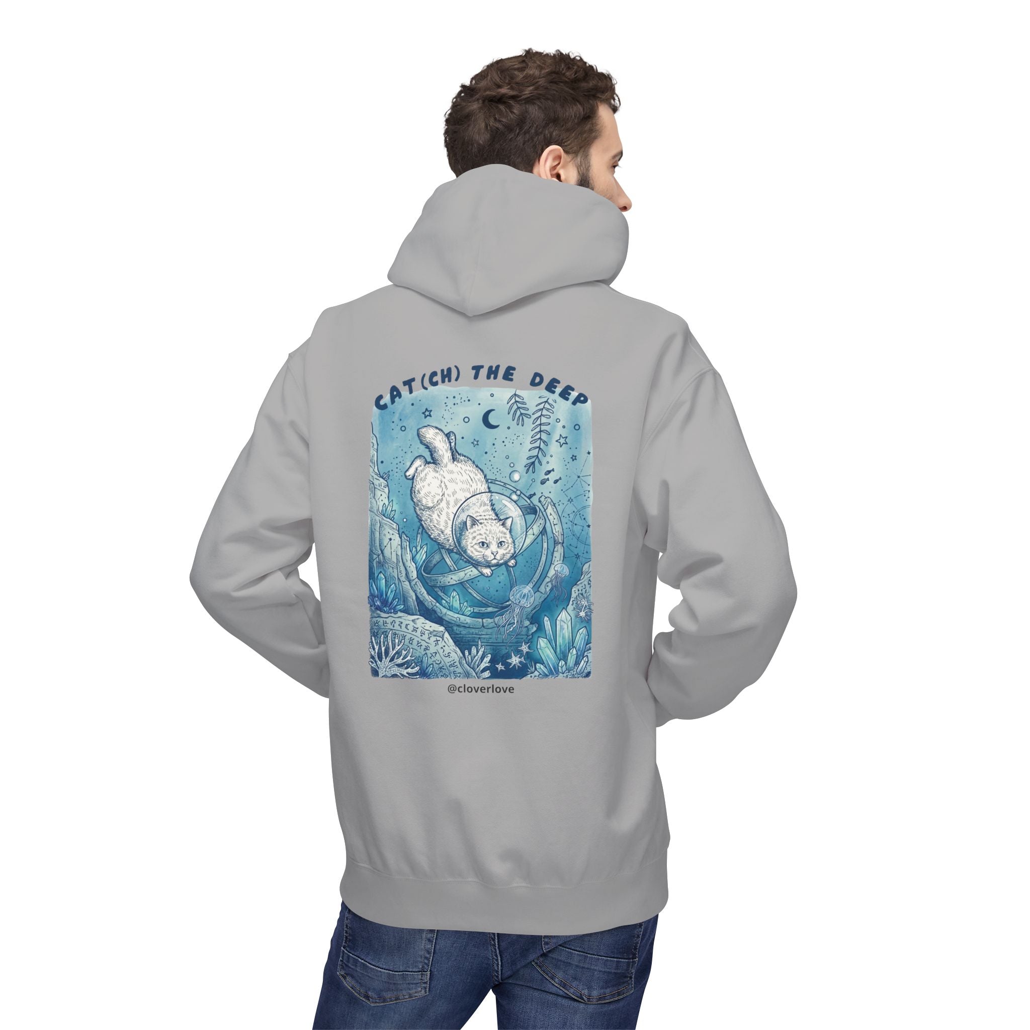 Katzen-Tiefseeabenteuer-Kapuzenpulli | Vintage Ozeanforscher Grafik-Sweatshirt