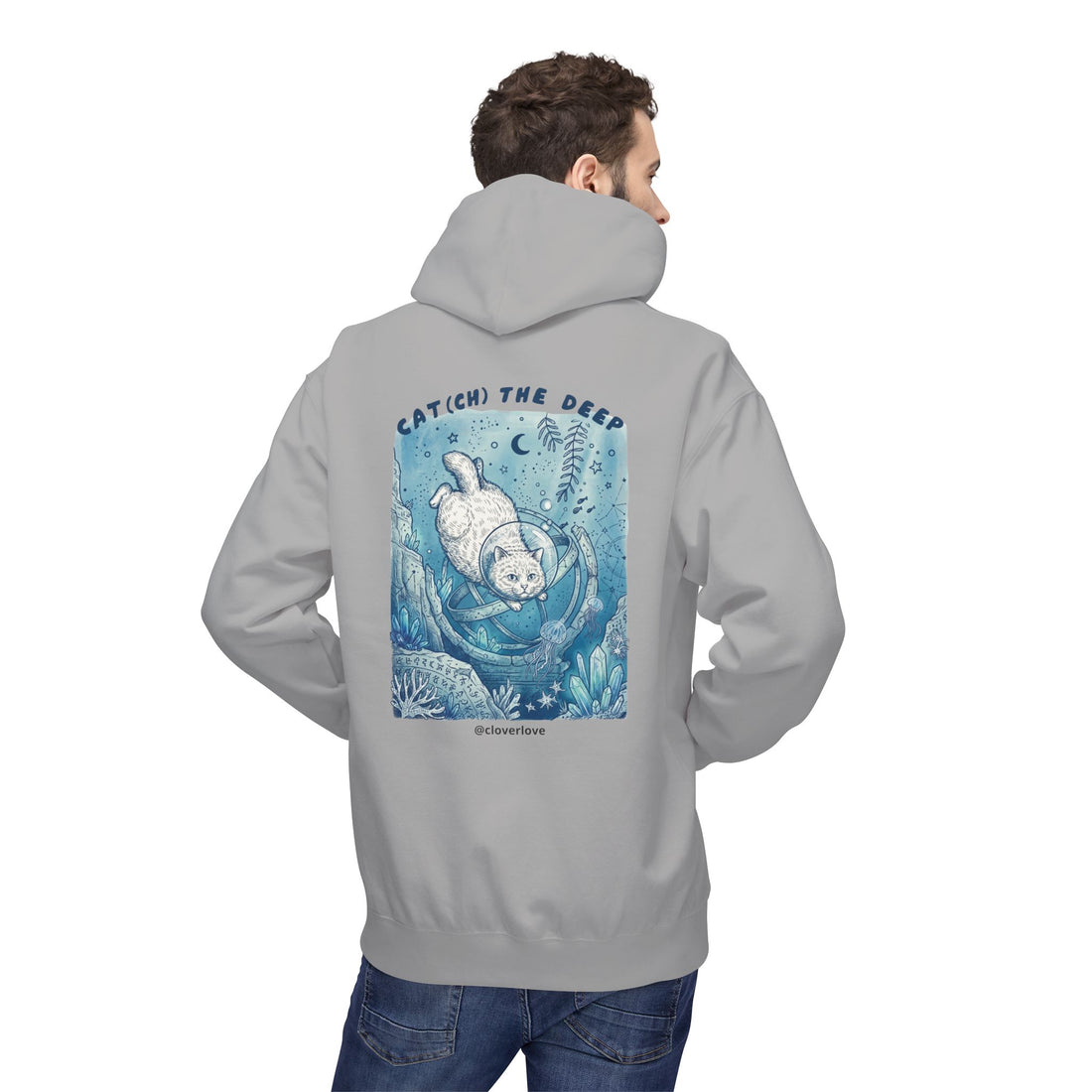 Katzen-Tiefseeabenteuer-Kapuzenpulli | Vintage Ozeanforscher Grafik-Sweatshirt
