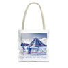Cat’s Tale of Mystery Travel Tote Bag | Vintage Mexico Pyramid Cat Canvas Tote Bag