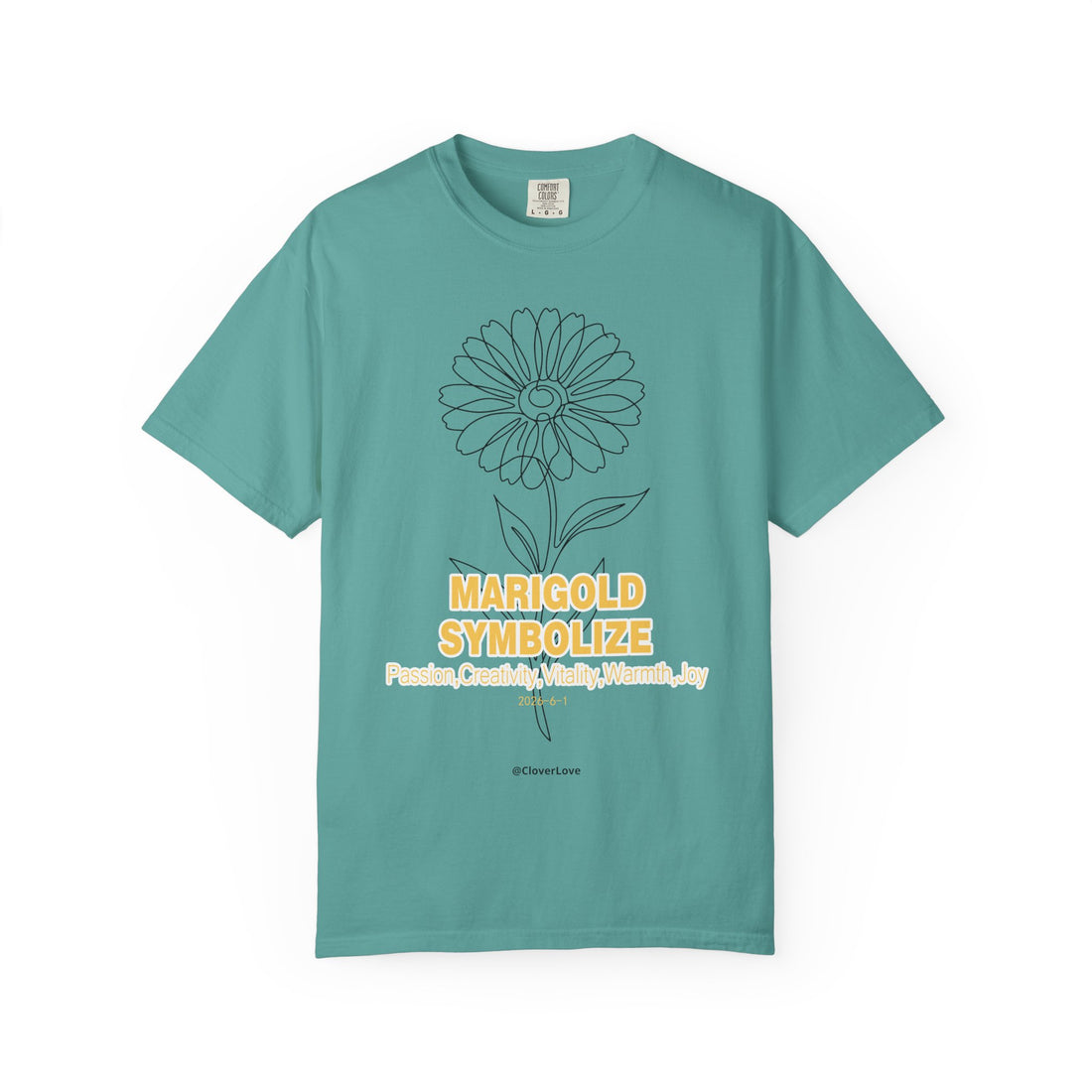 Marigold Flower T-Shirt - Botanical Graphic Shirt for Flower Lovers