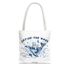 Cat Whale Adventure Tote Bag | Vintage Ocean Graphic Canvas Bag
