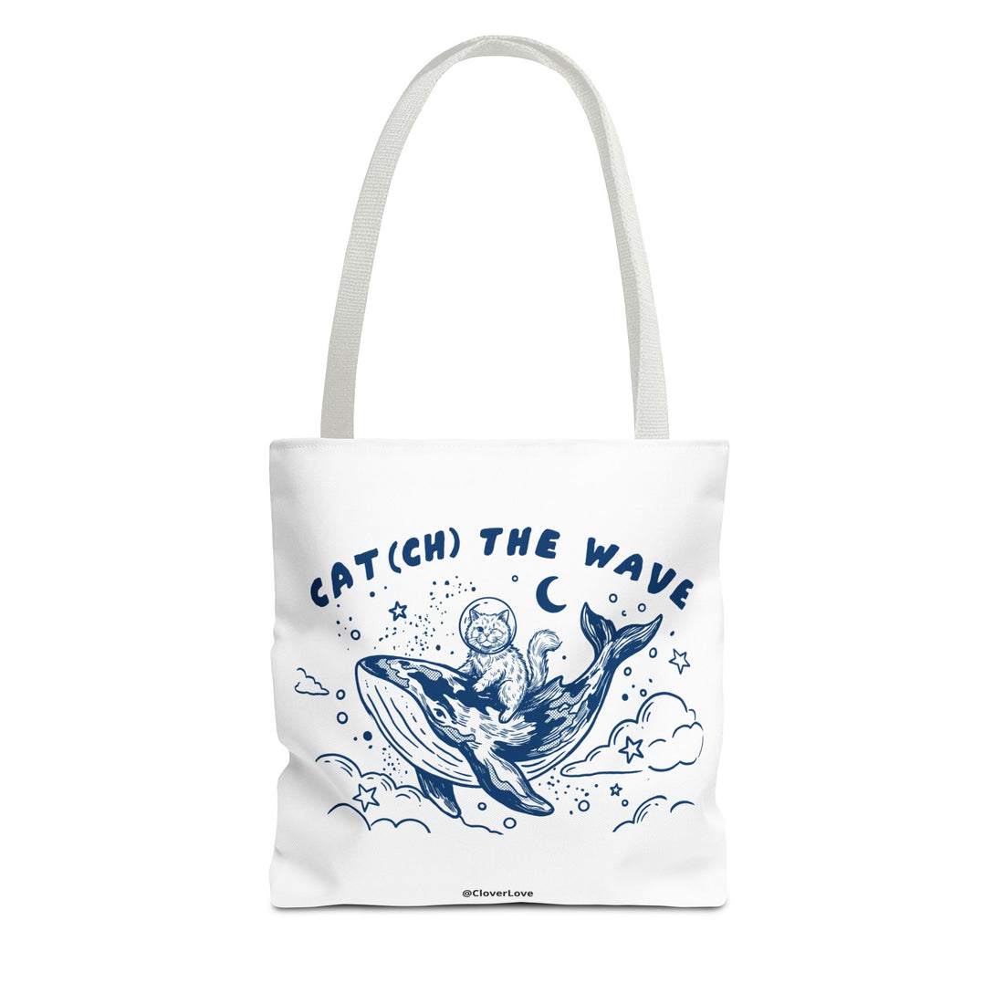 Cat Whale Adventure Tote Bag | Vintage Ocean Graphic Canvas Bag