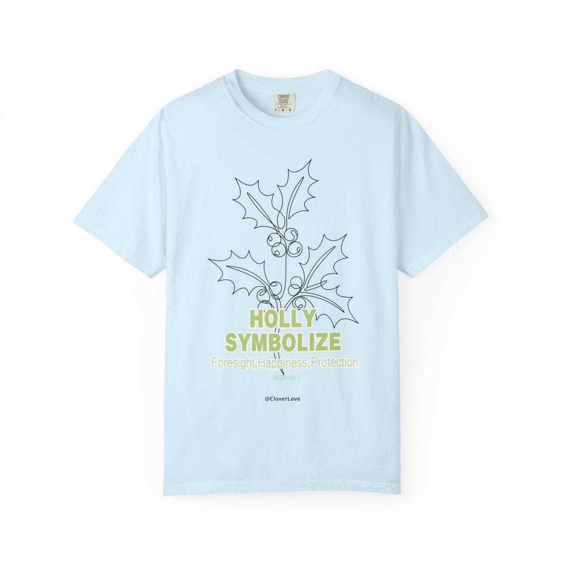 Holly Botanical T-Shirt - Winter Floral Graphic Shirt for Nature Lovers
