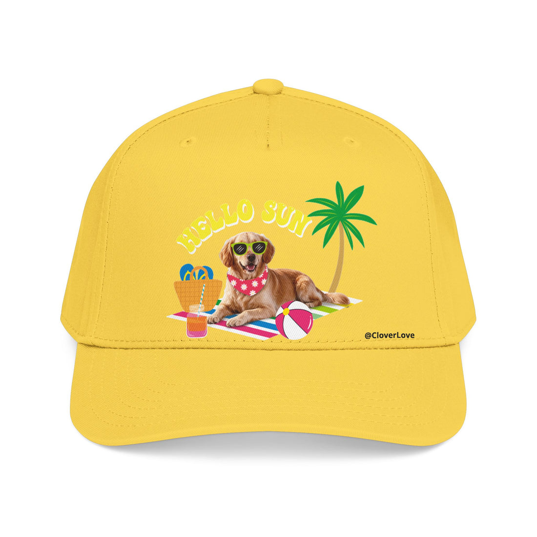 Custom Summer Dog Hat, Hello Sun Beach Puppy Baseball Cap, Personalized Pet Hat