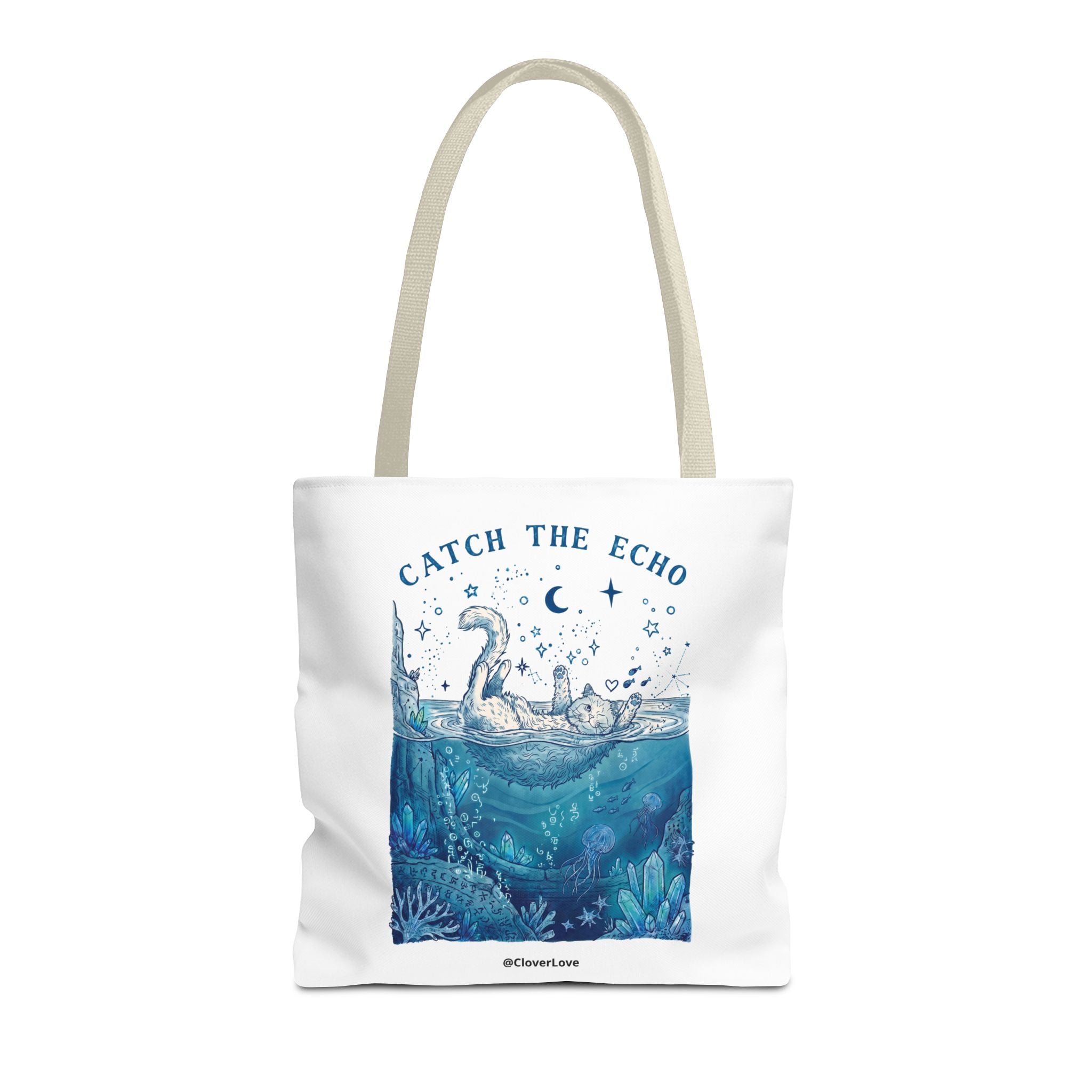 Cat Ocean Adventure Tote Bag | Vintage Underwater Graphic Canvas Bag