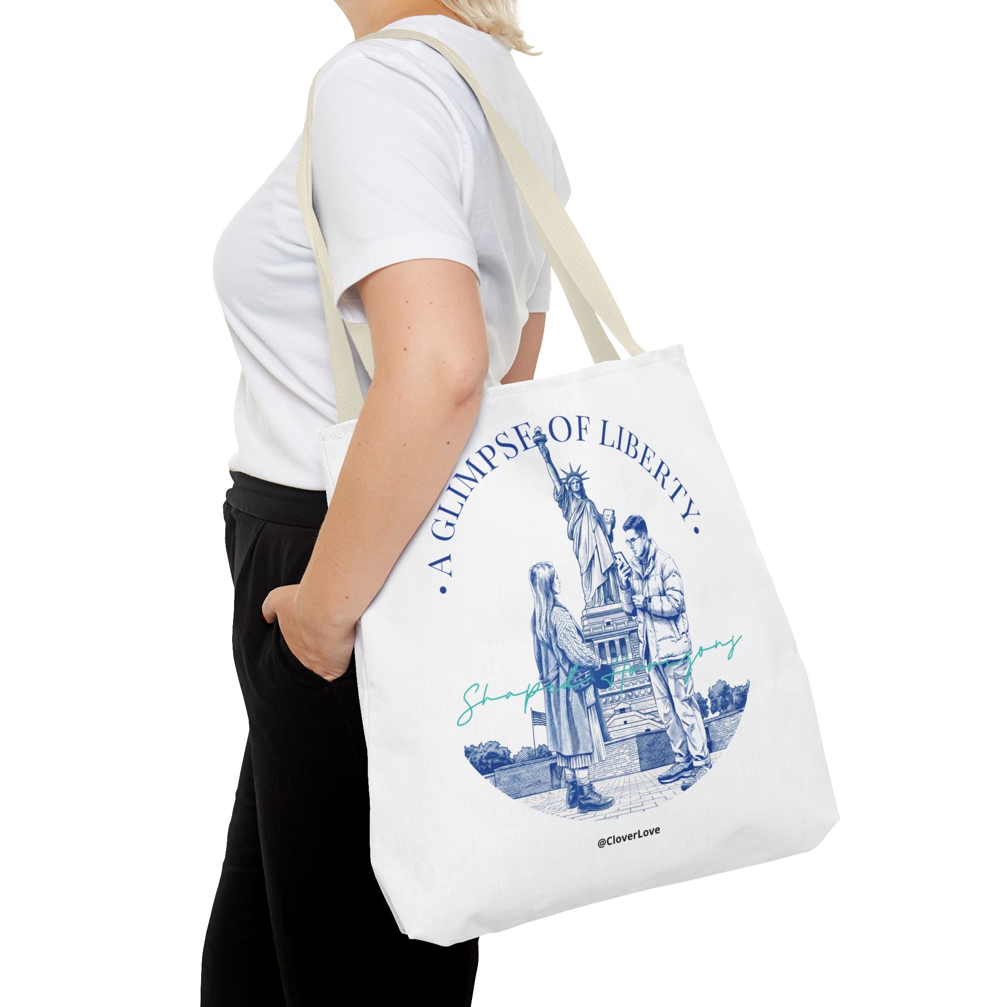 A Glimpse Of Liberty Travel Tote Bag | Statue of Liberty New York Canvas Tote Bag