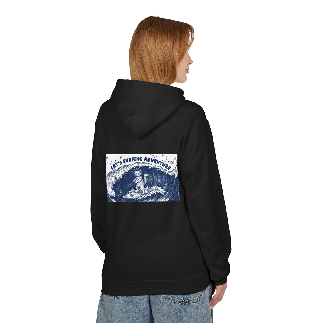 Cat's Surfing Adventure Hoodie | Vintage Ocean Graphic Sweatshirt