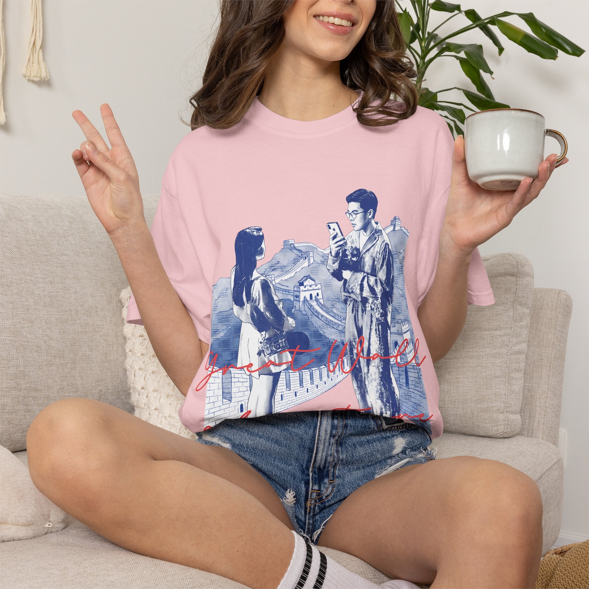 Custom Great Wall Travel Memory T-Shirt - Couple Vacation Gift