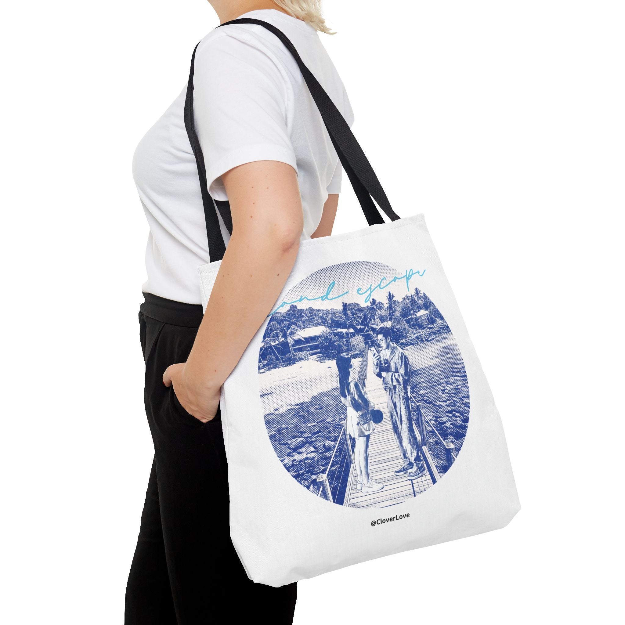 Island Escape Tote Bag | Vintage Beach Travel Canvas Bag