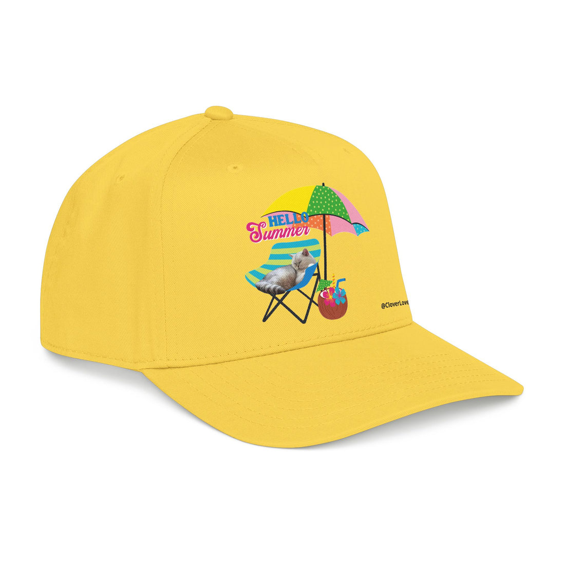 Hello Summer Cat Hat | Cute Beach Cat Baseball Cap For Cat Lovers