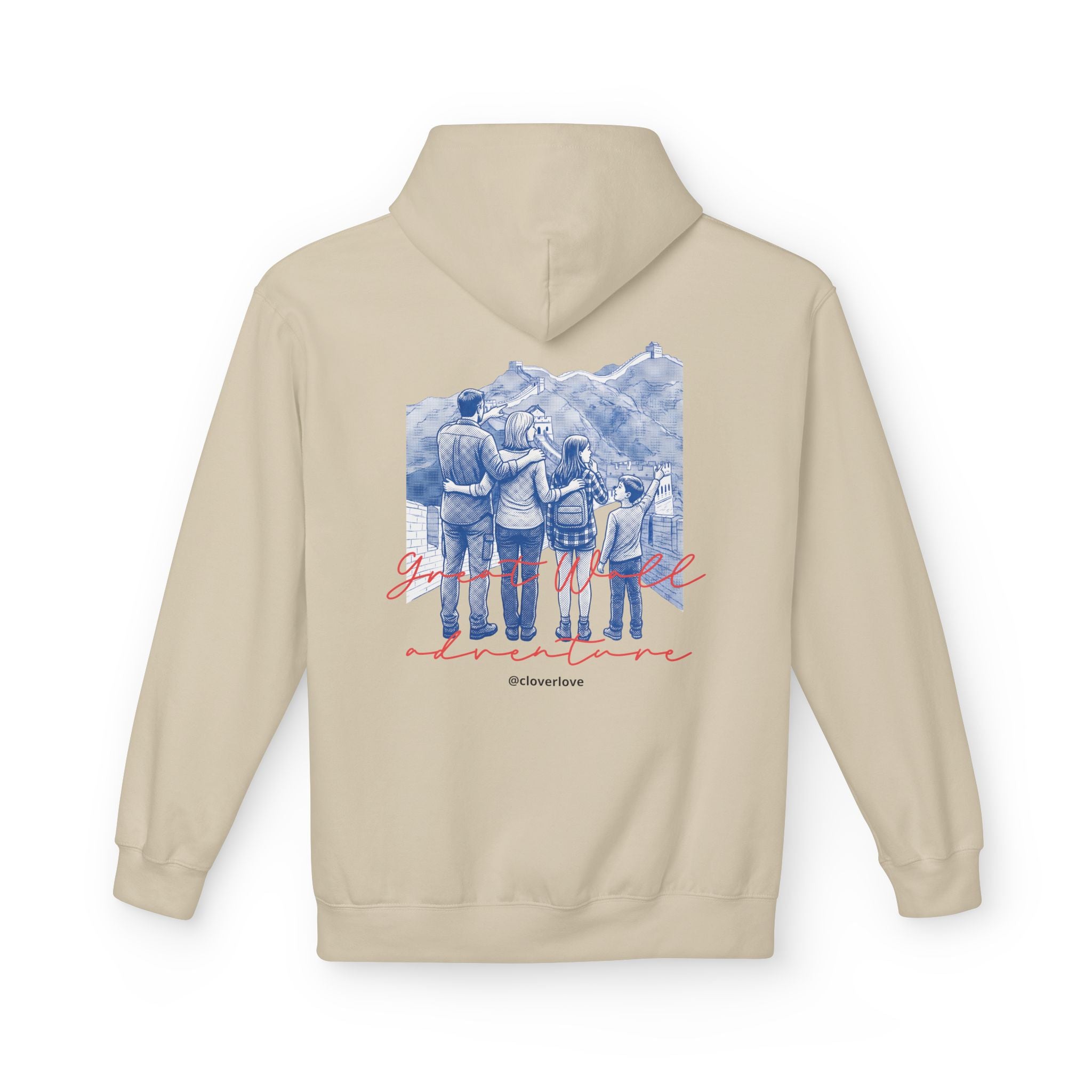 Große Mauer Familienabenteuer Hoodie – Vintage Reise Wahrzeichen Grafik Pullover Sweatshirt