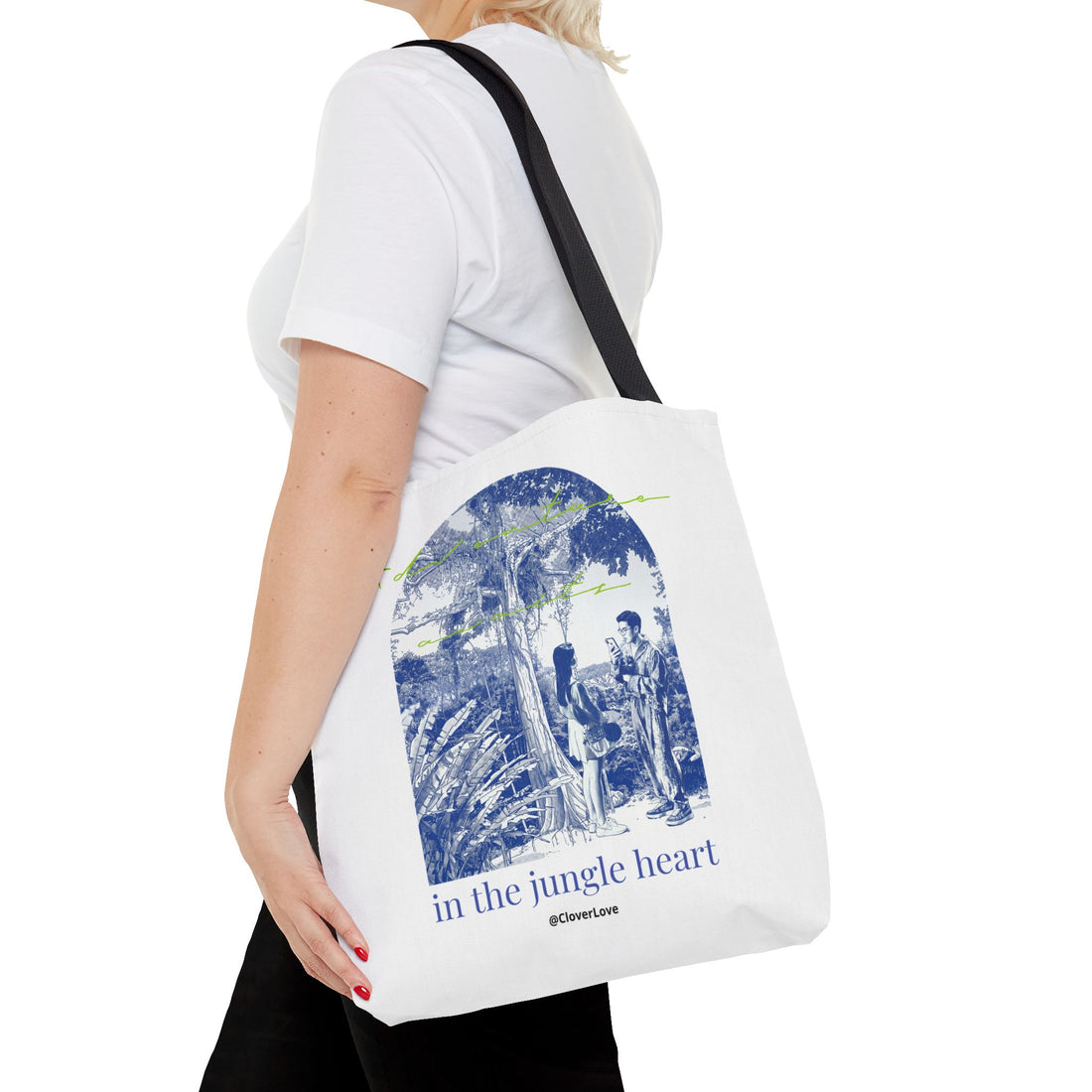 In The Jungle Heart Travel Tote Bag | Vintage Jungle Adventure Canvas Tote Bag