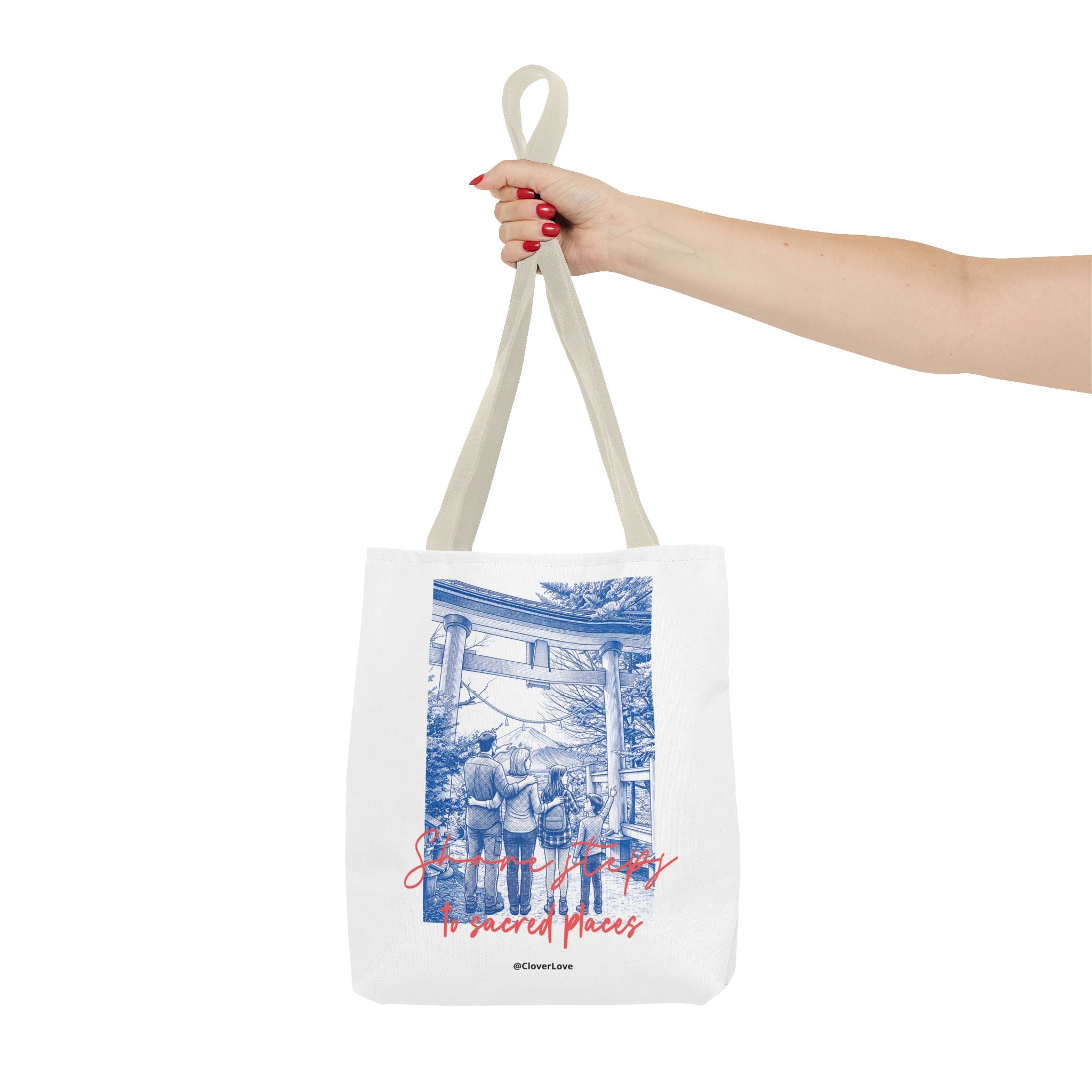 Japan Travel Tote Bag | Vintage Torii Gate Fuji Mountain Canvas Bag