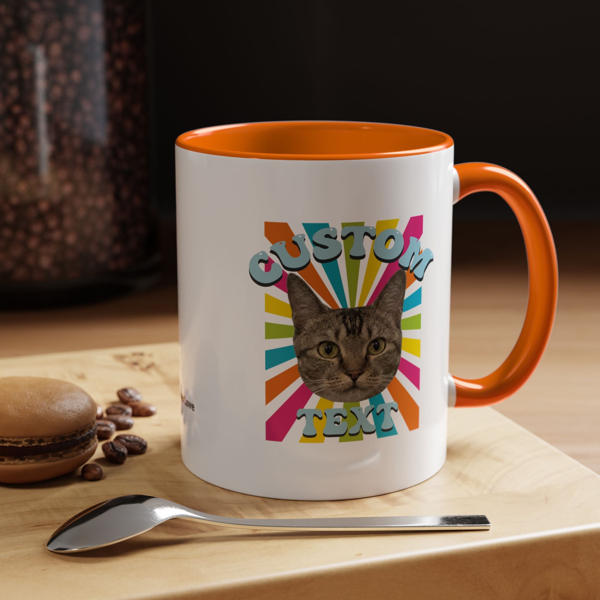 Retro Custom Cat Mug | Personalized Pet Photo Coffee Cup With Custom Text