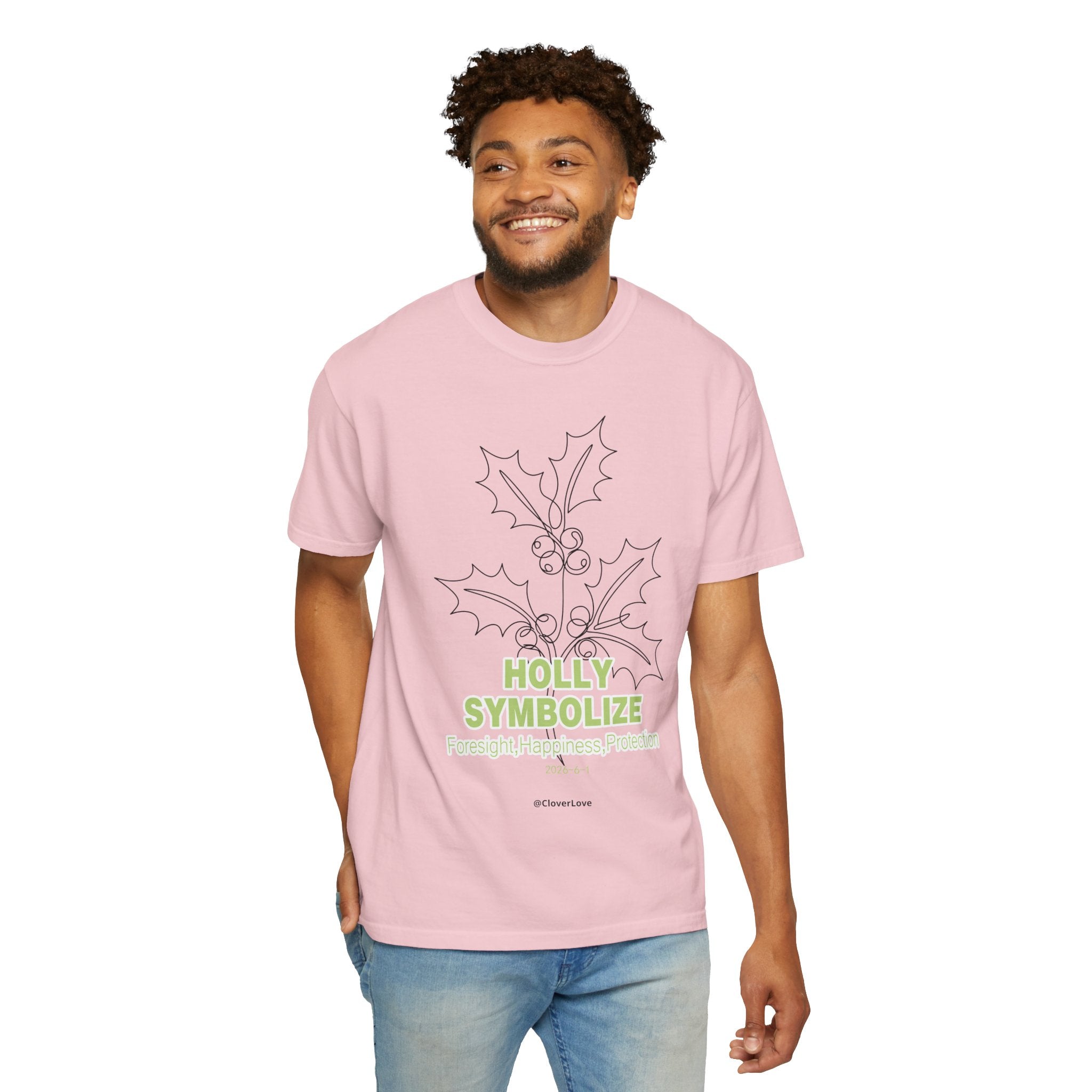 Holly Botanical T-Shirt - Winter Floral Graphic Shirt for Nature Lovers