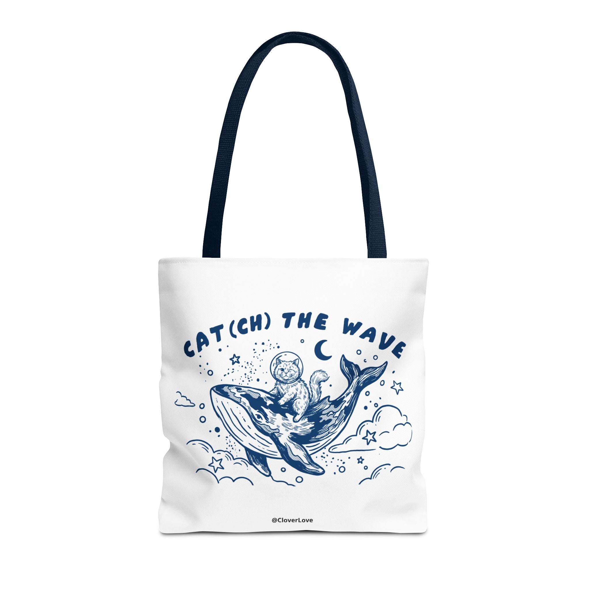 Cat Whale Adventure Tote Bag | Vintage Ocean Graphic Canvas Bag
