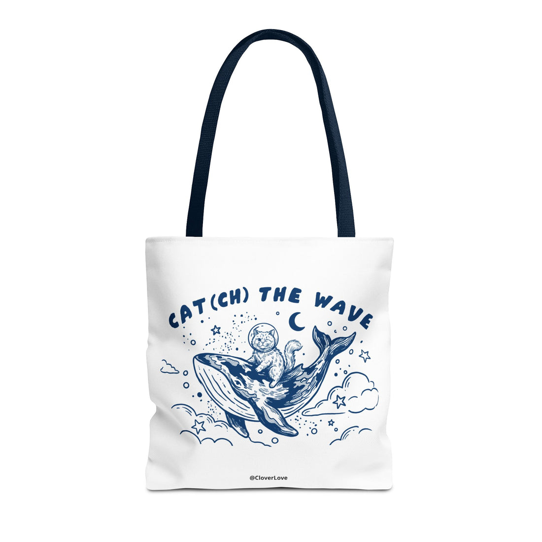 Cat Whale Adventure Tote Bag | Vintage Ocean Graphic Canvas Bag