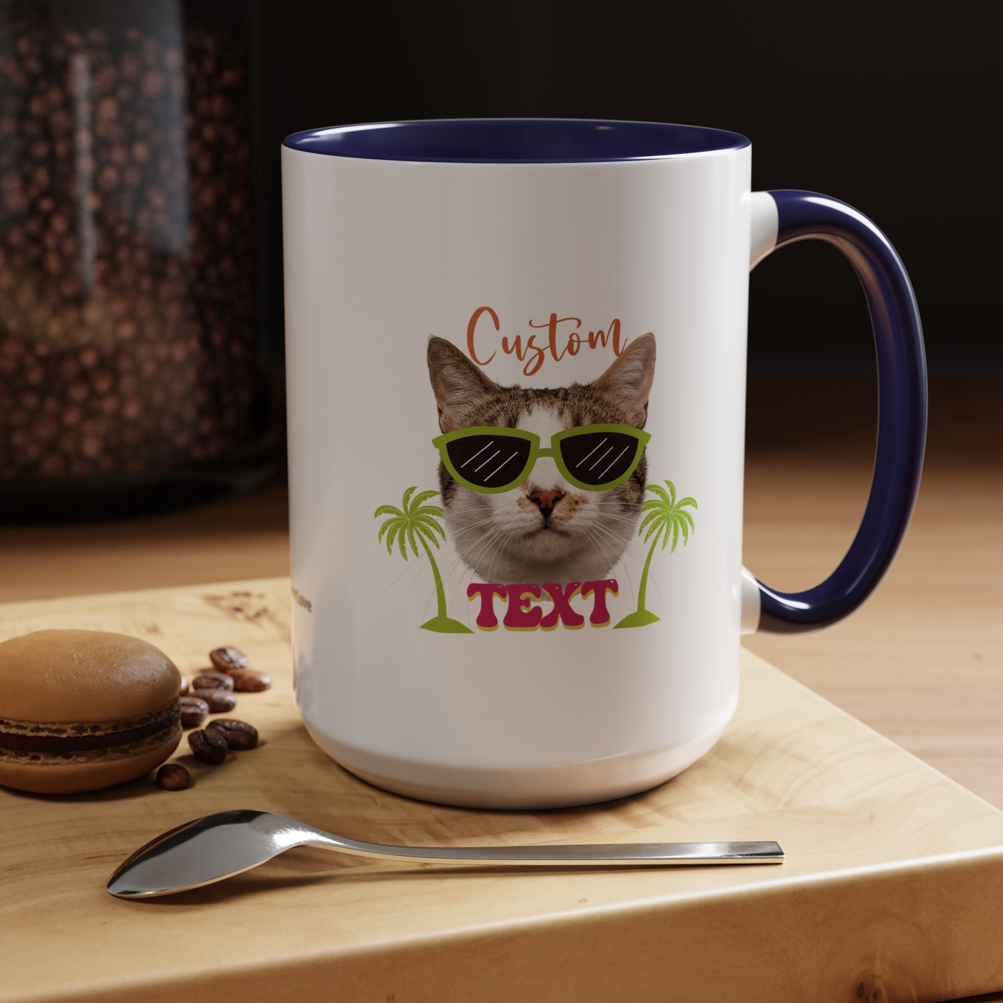 Cool Cat Summer Mug | Personalized Cat Photo Coffee Cup With Custom Text