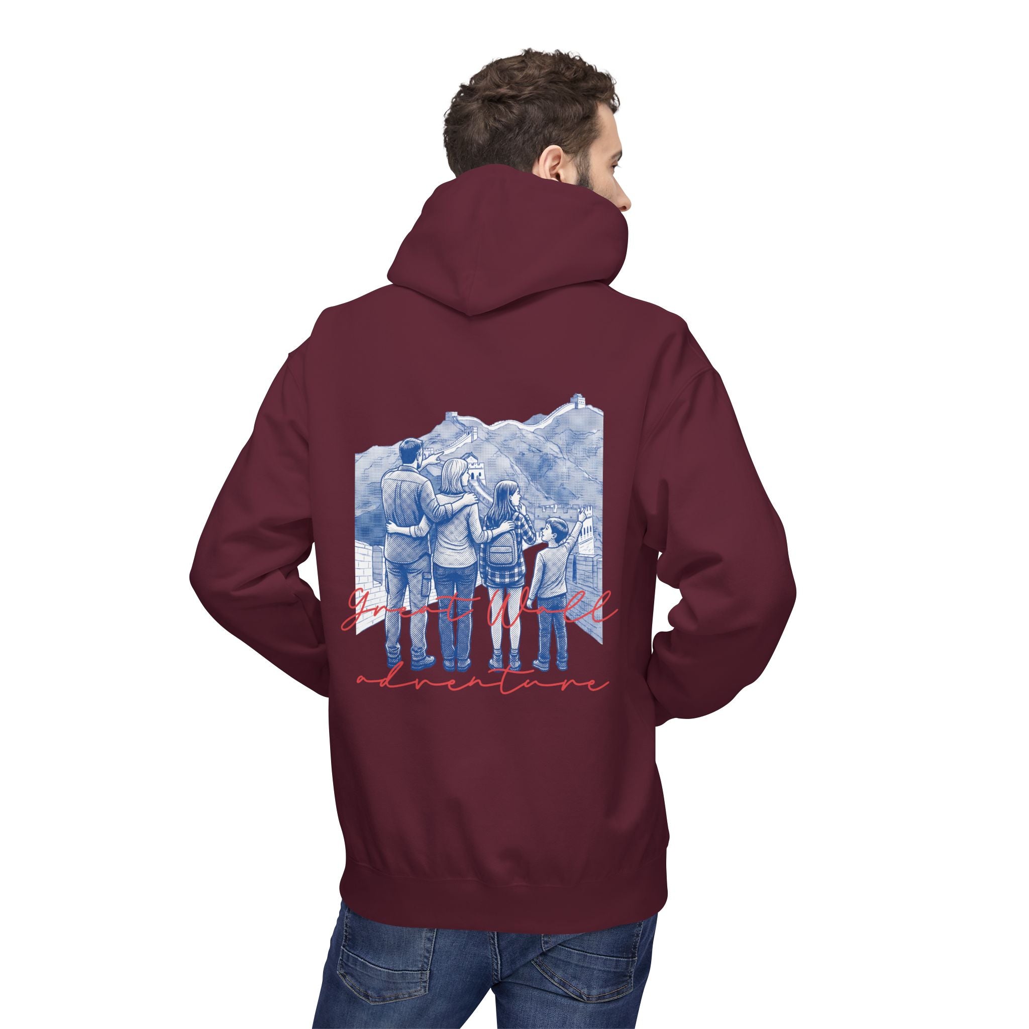 Great Wall Family Adventure Hoodie – Vintage Travel Landmark Graphic Pullover Sweatshirt