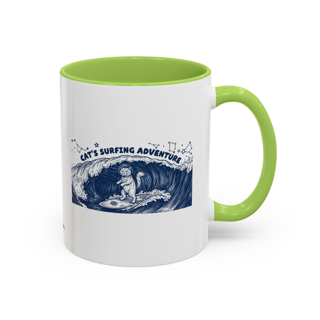 Cat's Surfing Adventure Ocean Wave Mug - Cute Cat Lover Coffee Cup