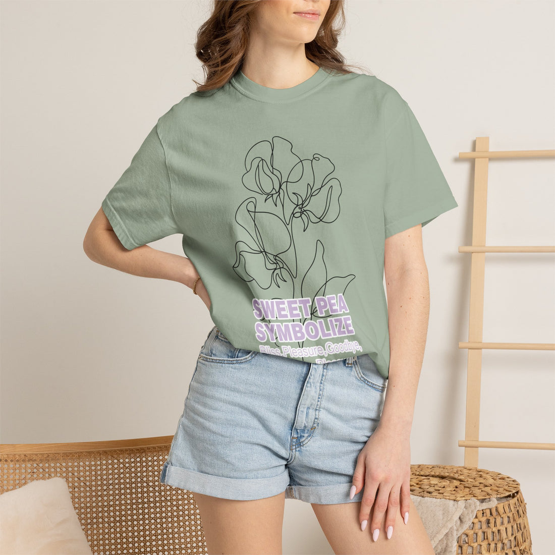 Sweet Pea Flower T-Shirt - Botanical Graphic Shirt for Flower Lovers
