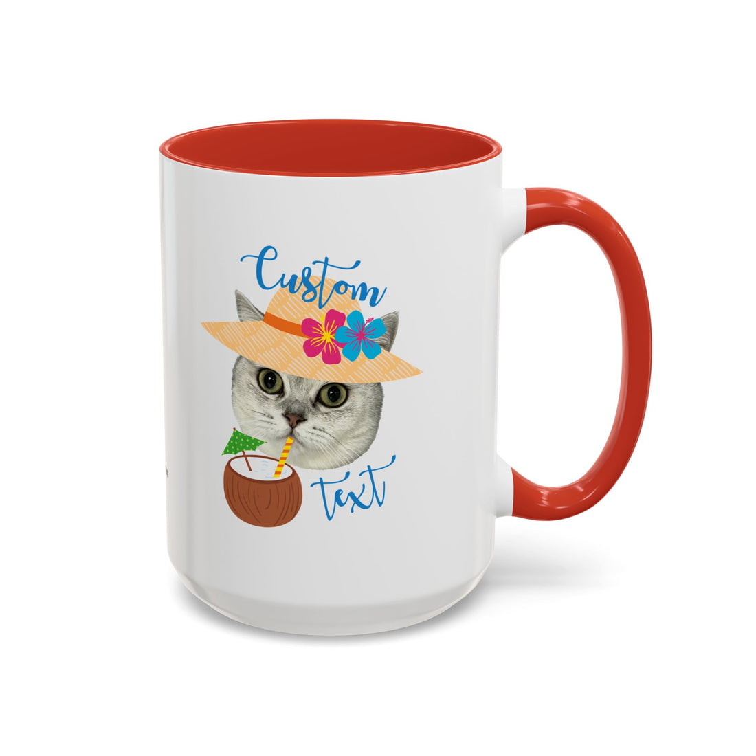 Personalized Summer Cat Mug | Custom Pet Portrait Coffee Cup