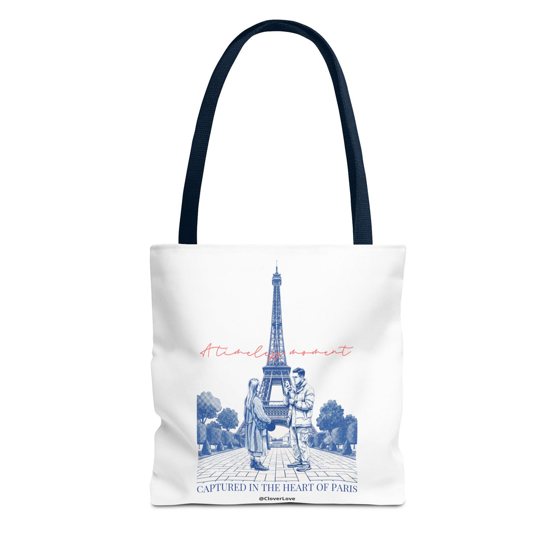 Paris Travel Tote Bag | Vintage Eiffel Tower Couple Canvas Bag