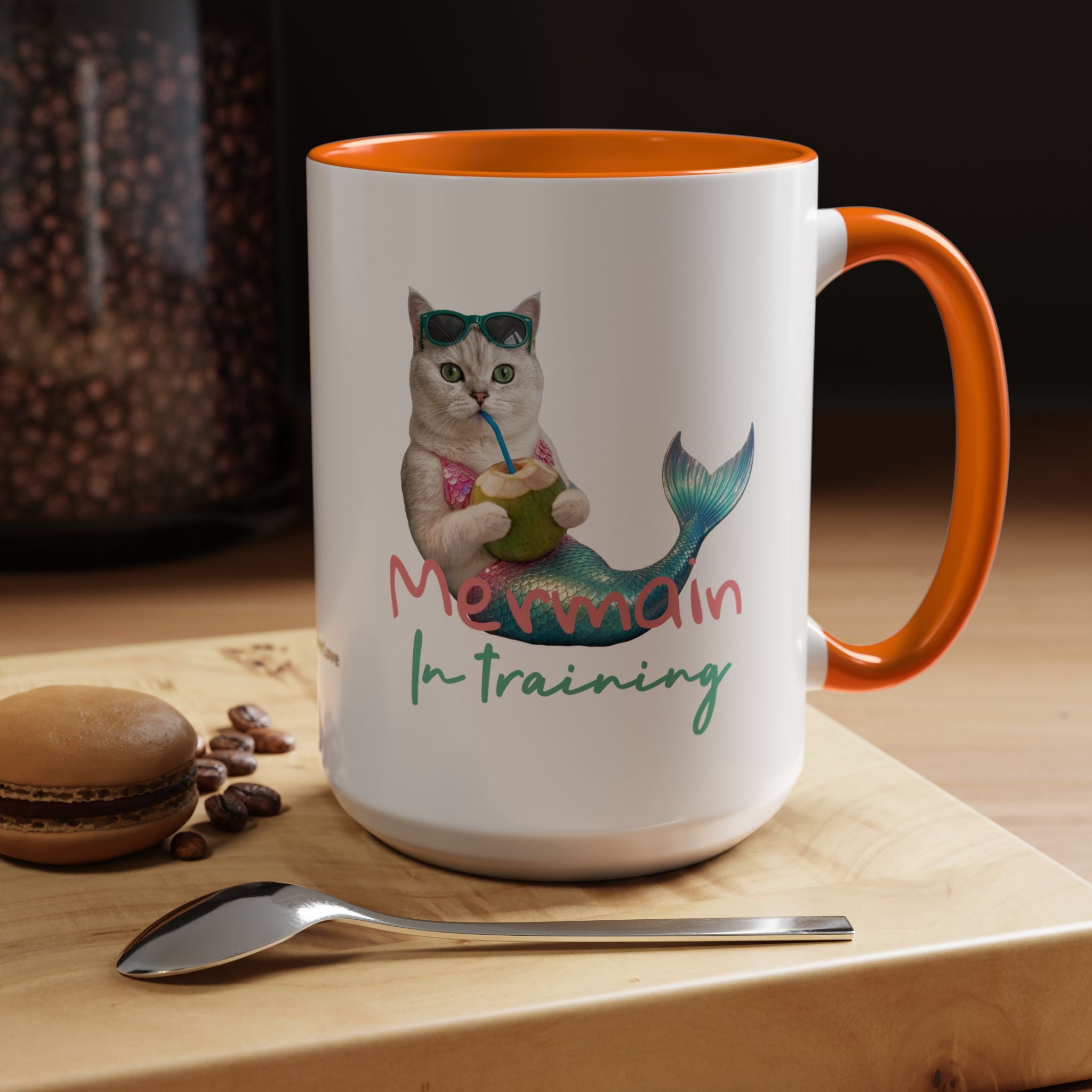 Mermaid Cat Summer Mug | Personalized Cat Coffee Cup With Custom Text