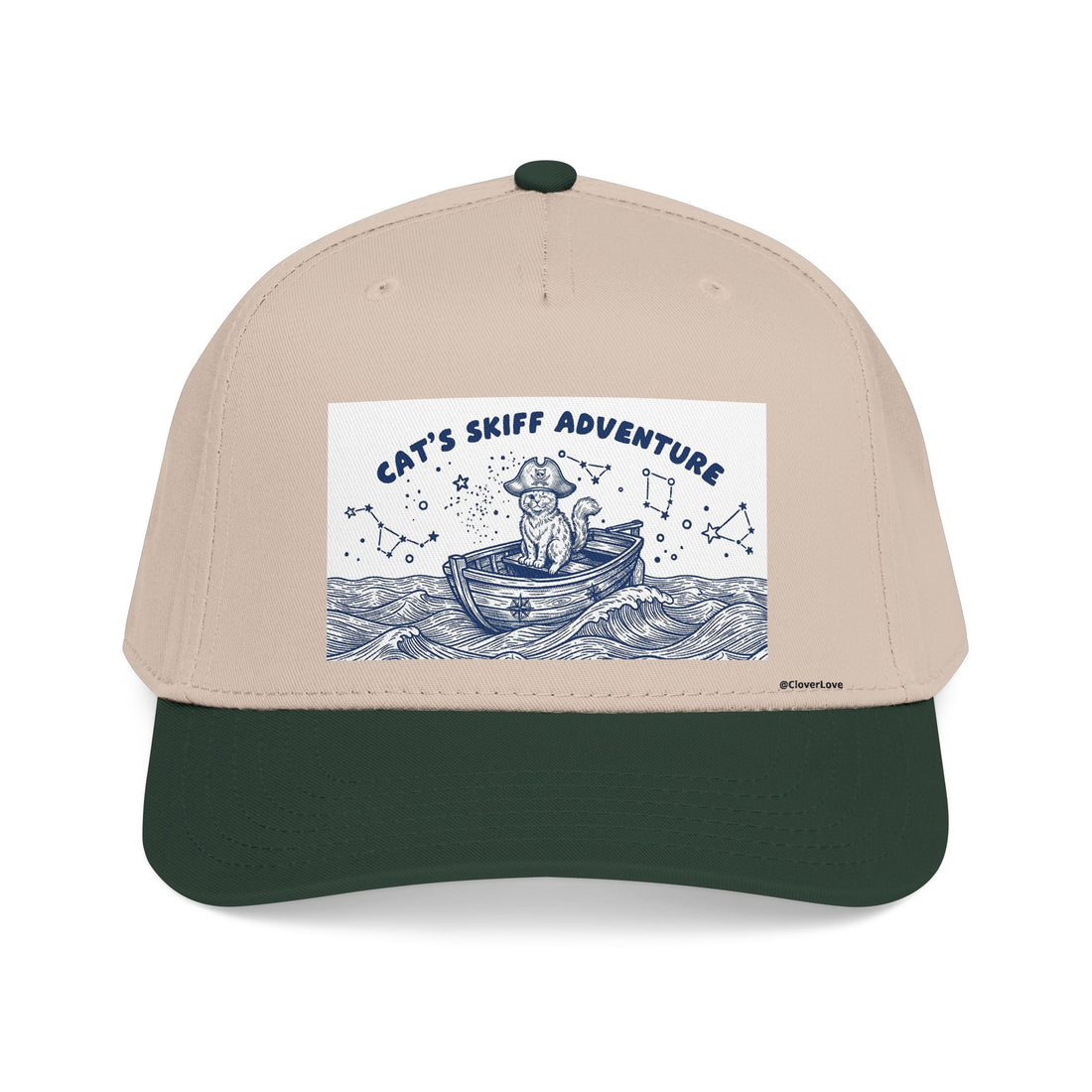 Cat Boat Hat - Ocean Adventure Baseball Cap, Nautical Cat Lover Gift, Coastal Travel Hat