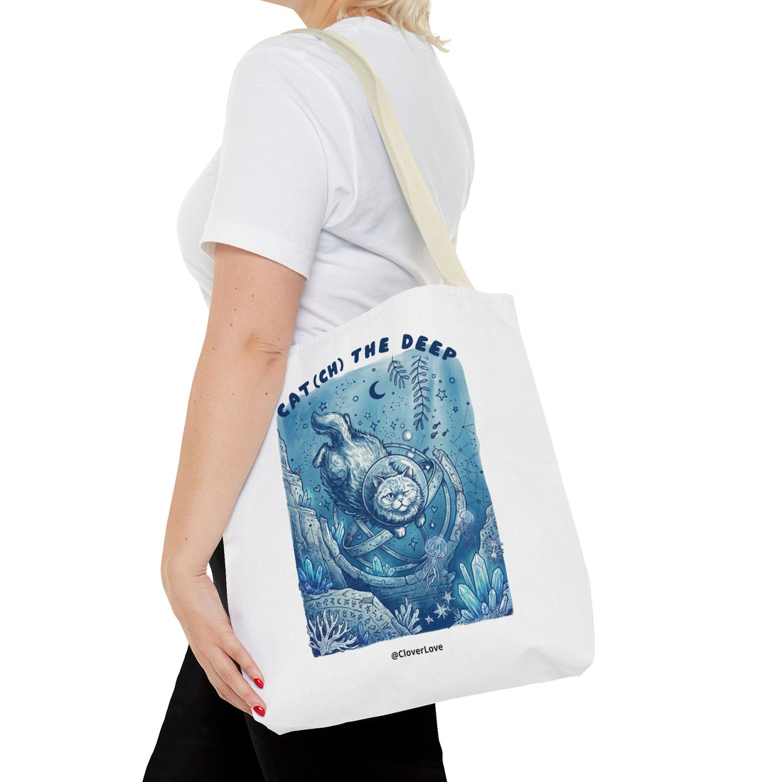 Cat Deep Sea Adventure Tote Bag | Vintage Ocean Explorer Canvas Bag