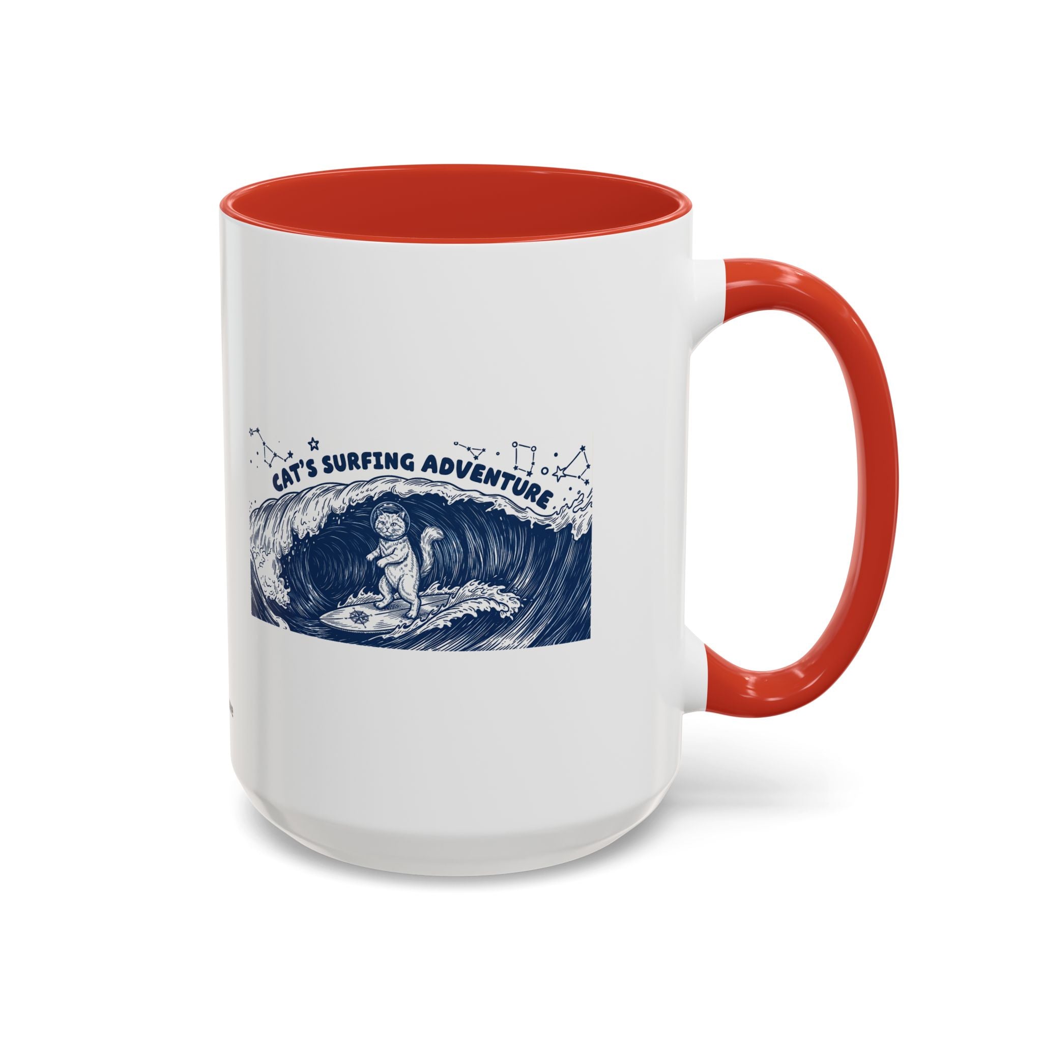 Cat's Surfing Adventure Ocean Wave Mug - Cute Cat Lover Coffee Cup