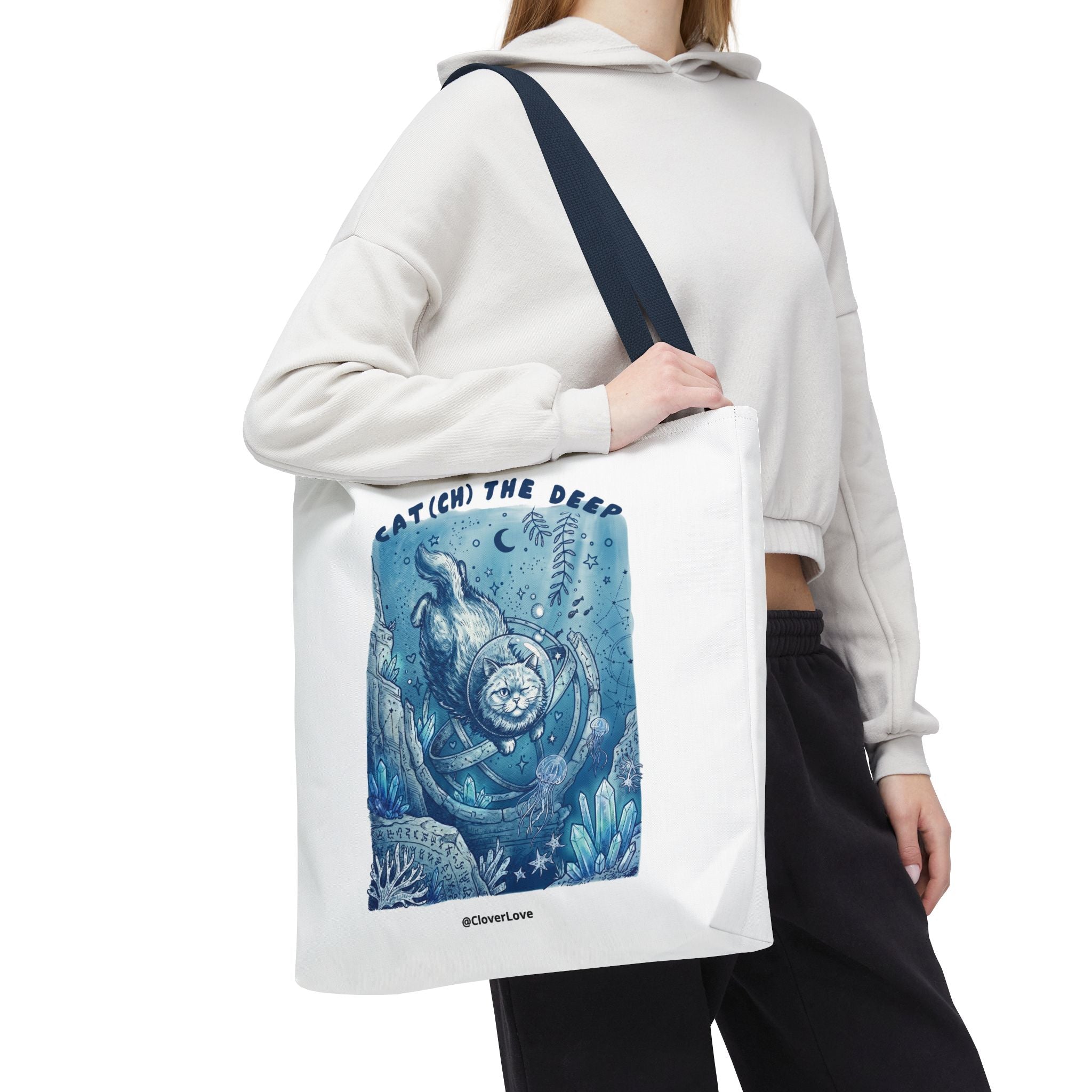 Cat Deep Sea Adventure Tote Bag | Vintage Ocean Explorer Canvas Bag