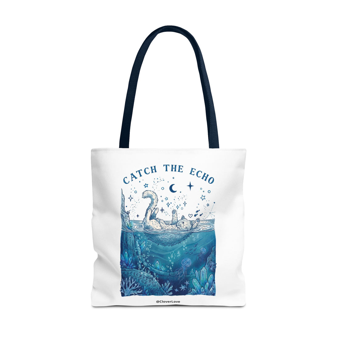 Cat Ocean Adventure Tote Bag | Vintage Underwater Graphic Canvas Bag