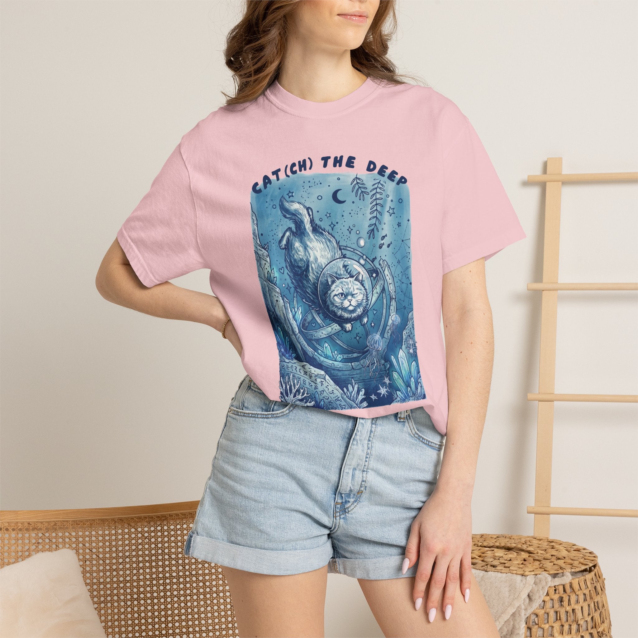 Cat(ch) The Deep Sea T-Shirt - Deep Ocean Fantasy Shirt for Cat Lovers