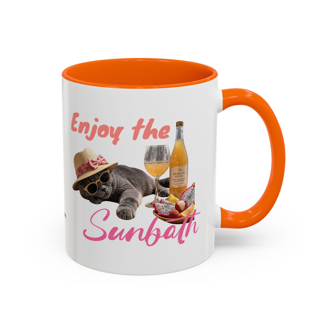 Summer Sunbathing Cat Mug | Personalized Cat Coffee Cup With Custom Text