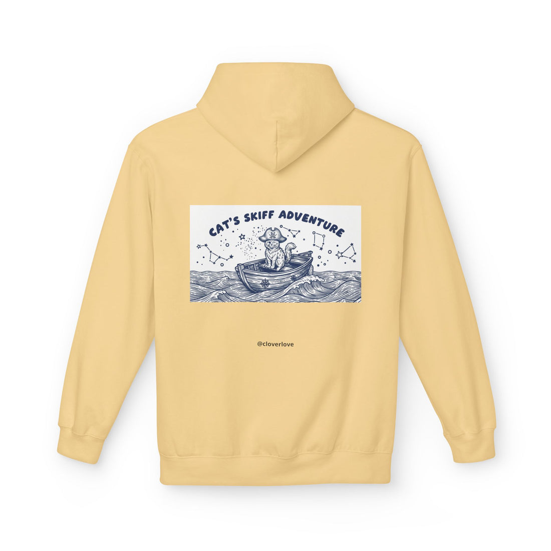 Katzen-Skiff-Abenteuer-Kapuzenpullover | Vintage Ozean Nautisch Grafik Sweatshirt
