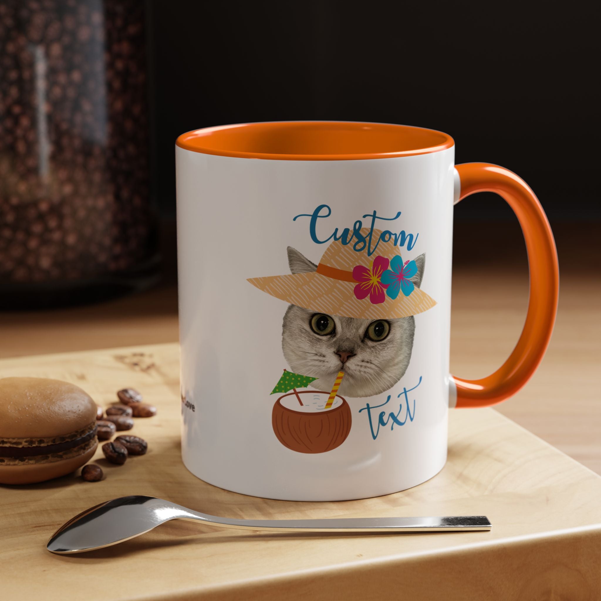 Personalized Summer Cat Mug | Custom Pet Portrait Coffee Cup