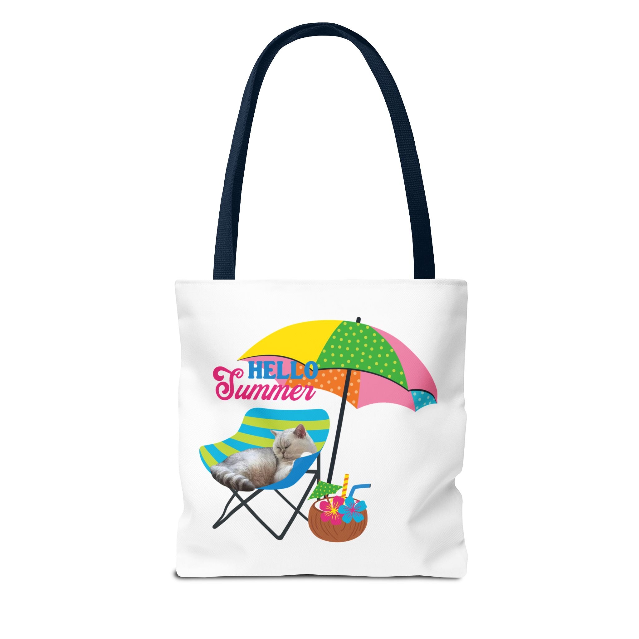 Summer Cat Tote Bag | Personalized Pet Photo Canvas Bag