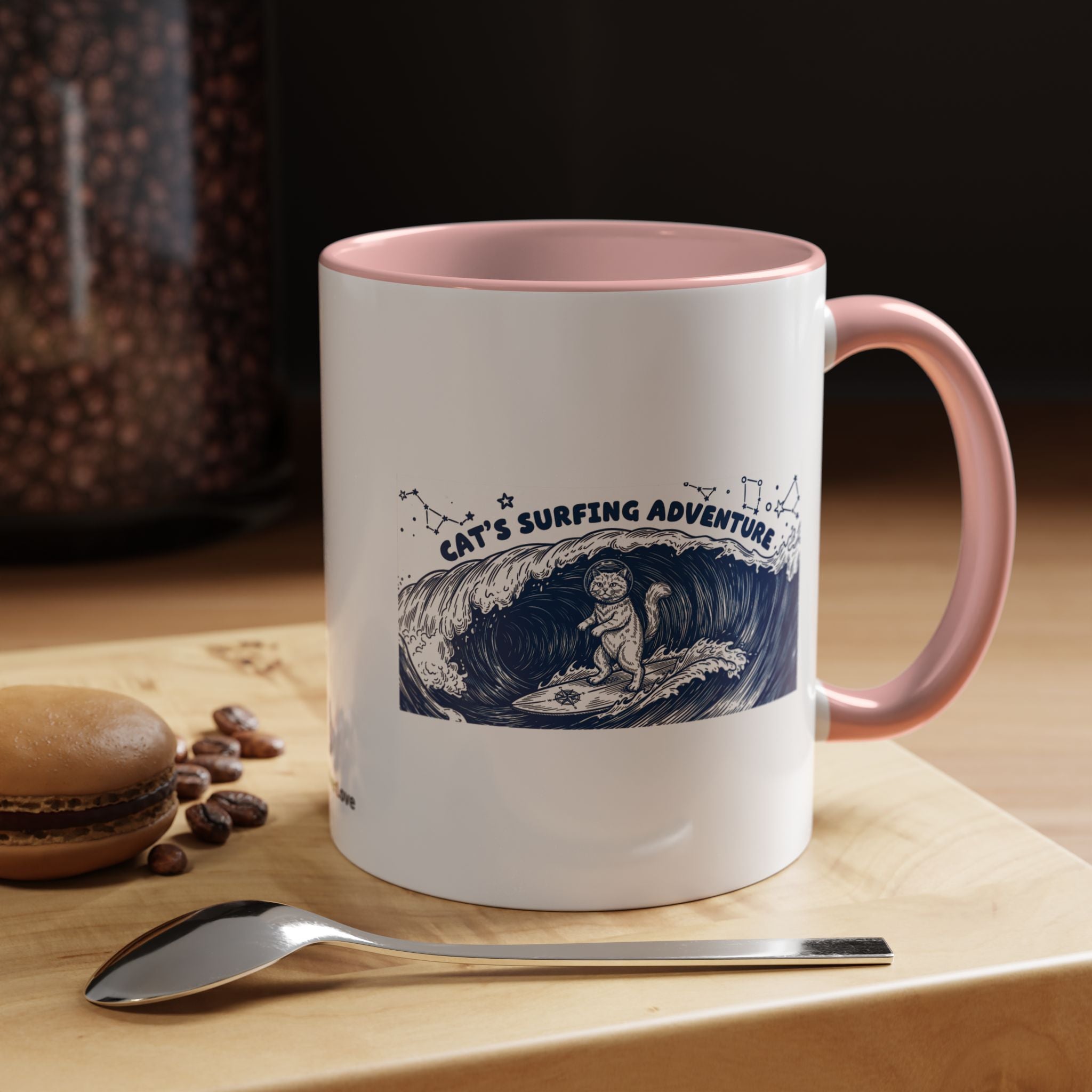 Cat's Surfing Adventure Ocean Wave Mug - Cute Cat Lover Coffee Cup