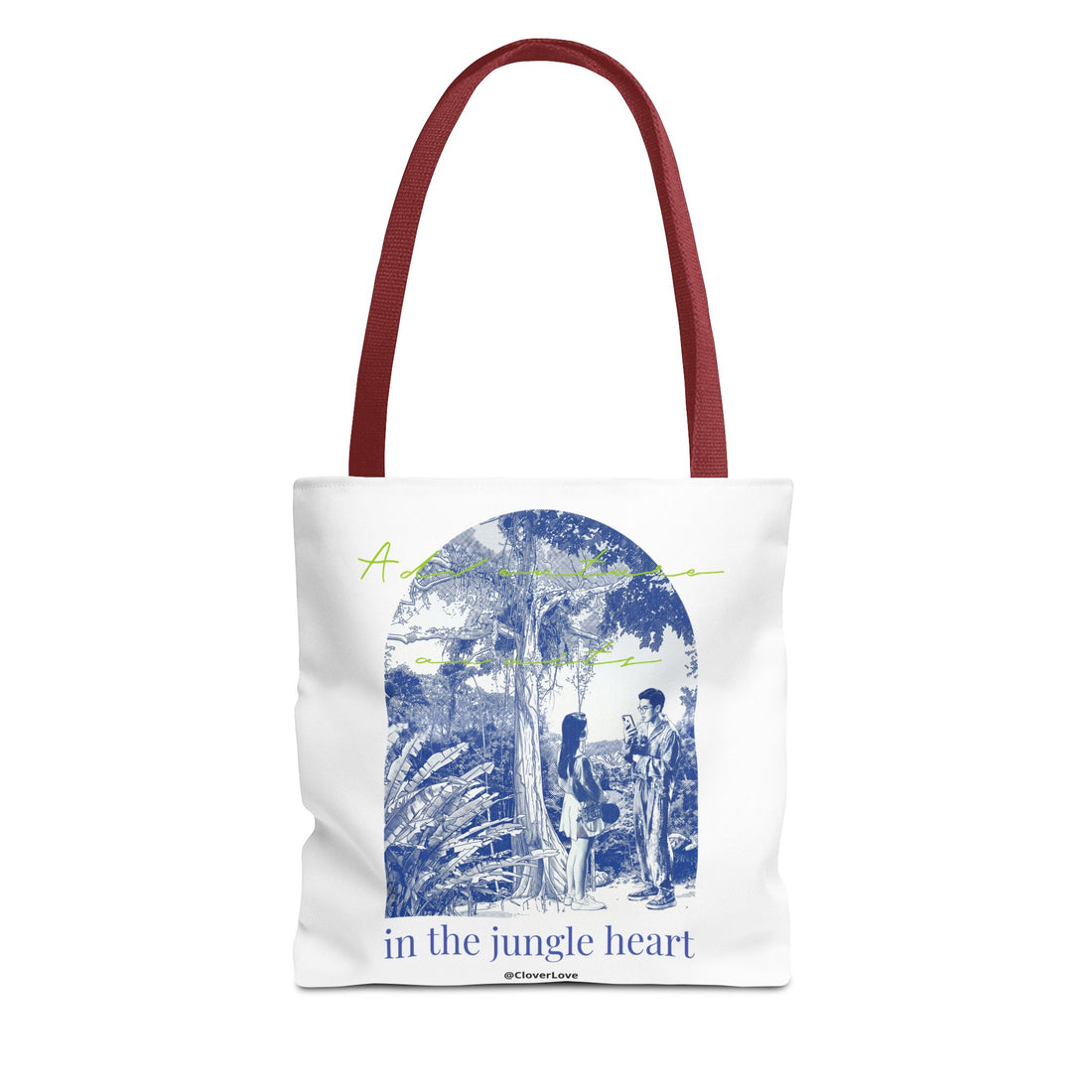 In The Jungle Heart Travel Tote Bag | Vintage Jungle Adventure Canvas Tote Bag