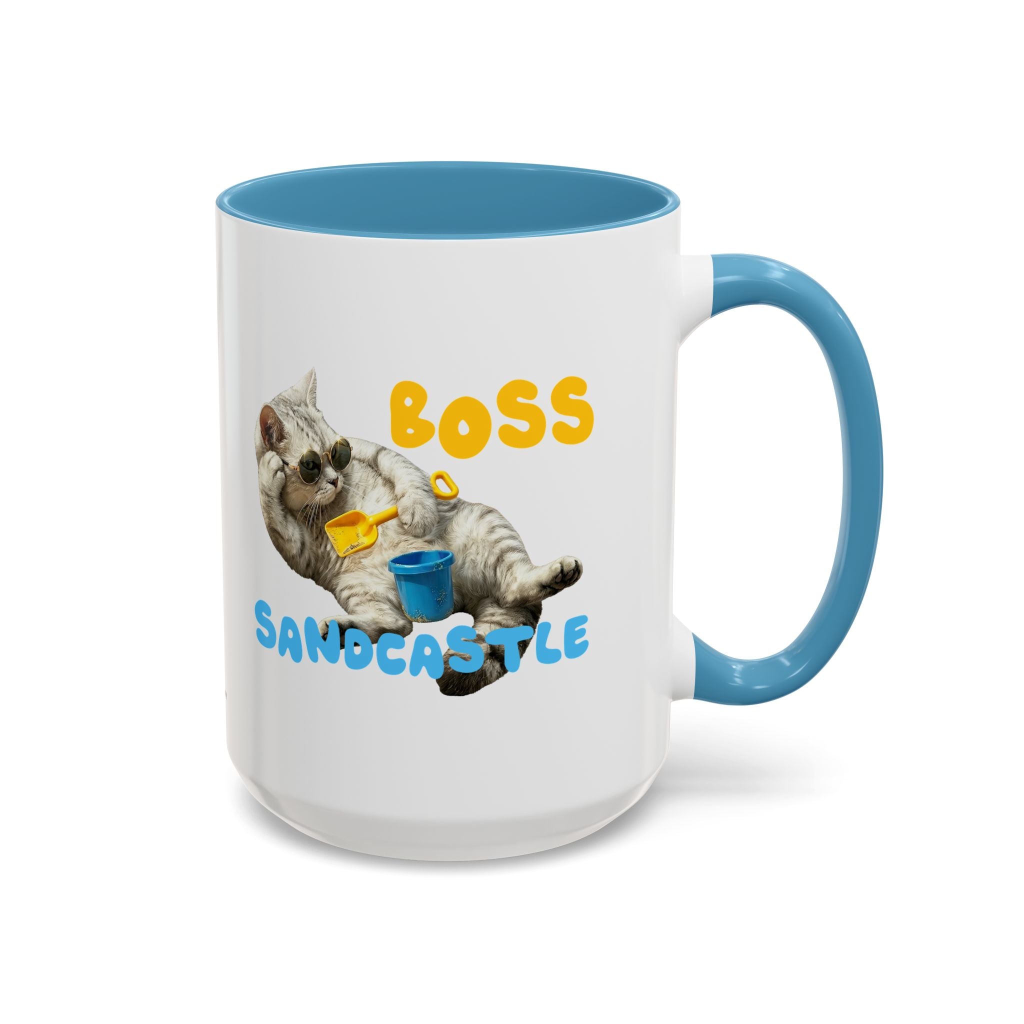 Lustige Sommerkatzen-Tasse | Personalisierte Strandkatzen-Kaffeetasse mit individuellem Text