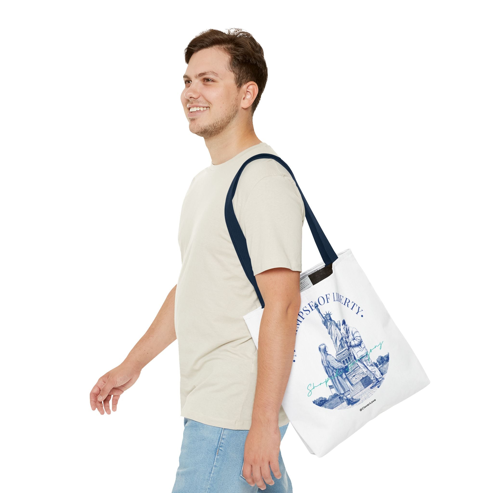 A Glimpse Of Liberty Travel Tote Bag | Statue of Liberty New York Canvas Tote Bag