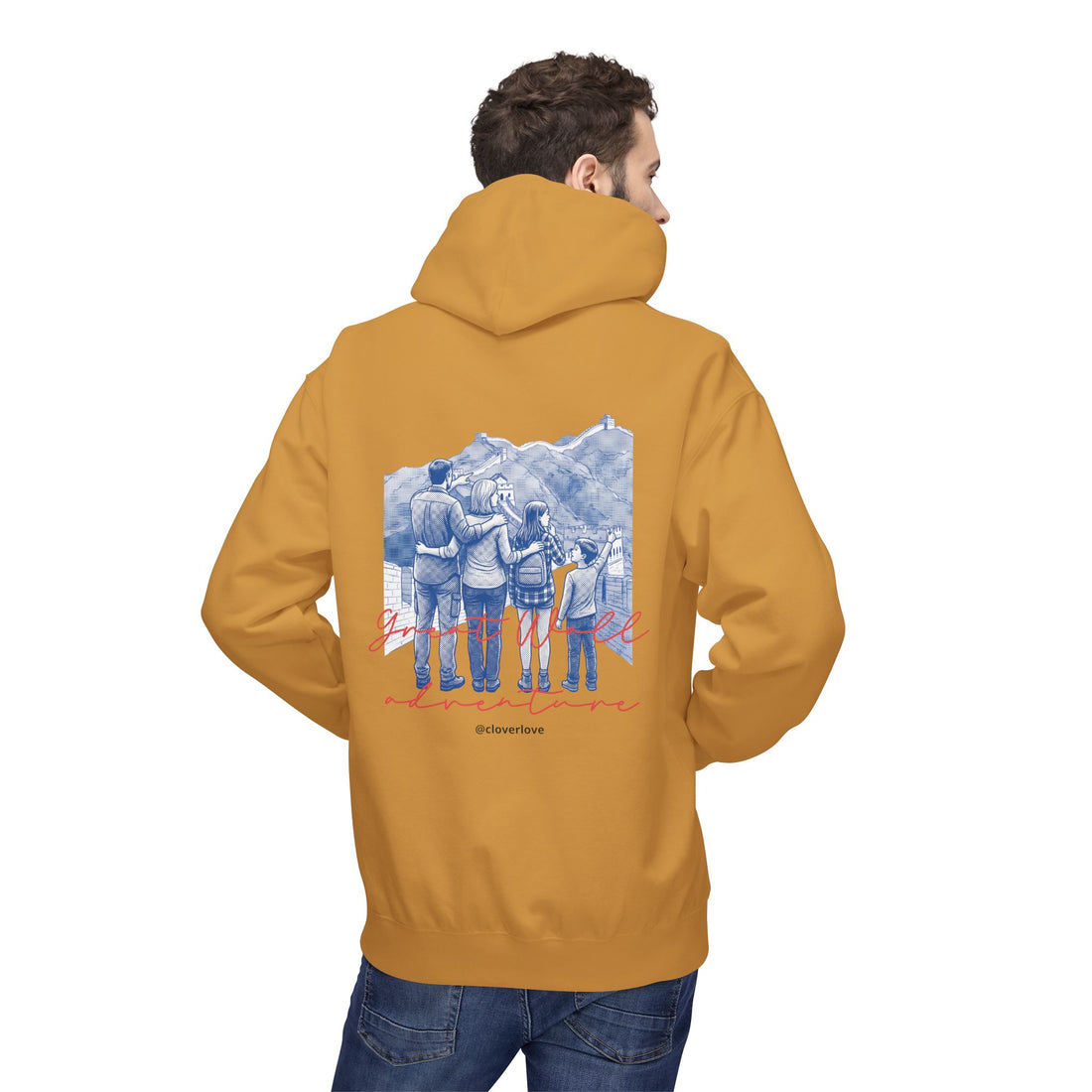 Große Mauer Familienabenteuer Hoodie – Vintage Reise Wahrzeichen Grafik Pullover Sweatshirt