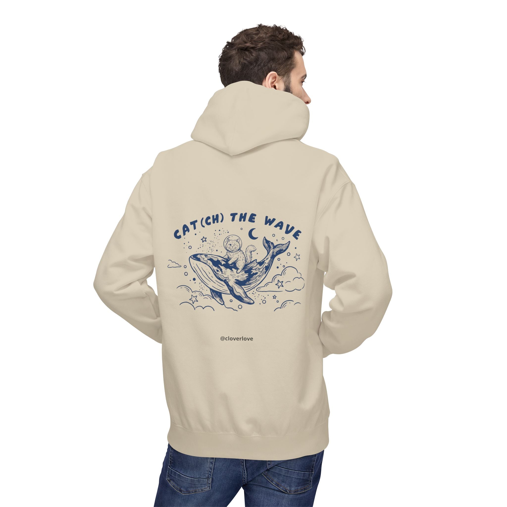 Katzen-Wal-Abenteuer-Kapuzenpulli | Vintage-Ozean-Grafik-Sweatshirt